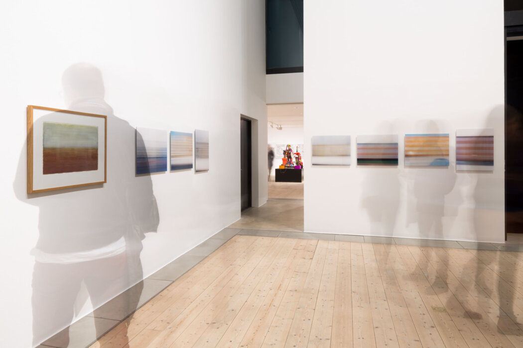 installation view at Nordic Watercolor museum, Skärhamn, Sweden. To the left painting by Georg Guðni Hauksson , 20 s